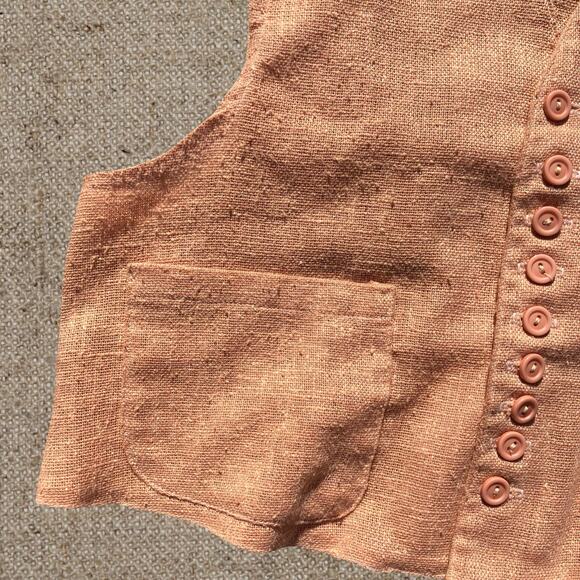 Vintage 1970s camel brown sleeveless vest buttons, light academia preppy - Picture 4 of 8